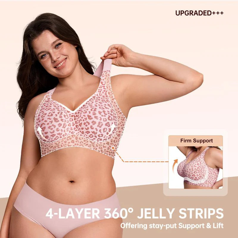 🏆LAST DAY SALE 49% OFF 🔥Super Firming Leopard Print Jelly Bra | Women Wirefree Bras 👍No More Sagging Breasts