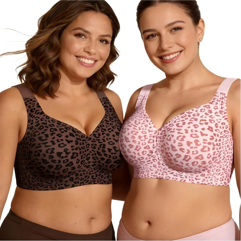 🏆LAST DAY SALE 49% OFF 🔥Super Firming Leopard Print Jelly Bra | Women Wirefree Bras 👍No More Sagging Breasts