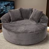 Plush Round Sofa for Living Room, Soft Polyester Fabric with Spring & Sponge, Cozy Living Room Furniture 58.26" Circular Cozy Chair in