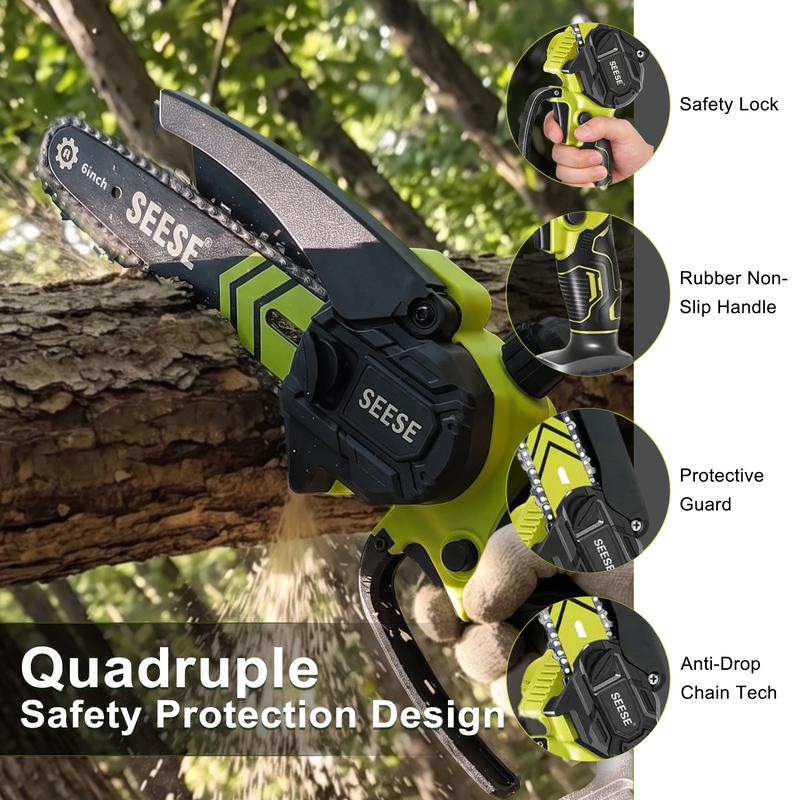 Portable Cordless Electric Chainsaw for Wood Cutting, Pruning, Gardening & Camping