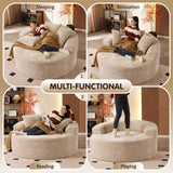 Plush Round Sofa for Living Room, Soft Polyester Fabric with Spring & Sponge, Cozy Living Room Furniture 58.26" Circular Cozy Chair in