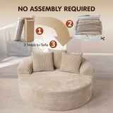 Plush Round Sofa for Living Room, Soft Polyester Fabric with Spring & Sponge, Cozy Living Room Furniture 58.26" Circular Cozy Chair in