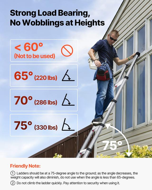 Lightweight Telescopic Folding Ladder – One-Button Retractable, 330 lbs Capacity, Non-Slip Design for Home & Outdoor Use