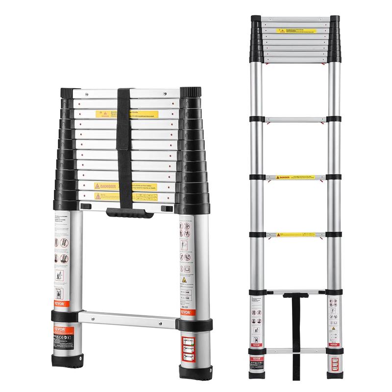 Lightweight Telescopic Folding Ladder – One-Button Retractable, 330 lbs Capacity, Non-Slip Design for Home & Outdoor Use